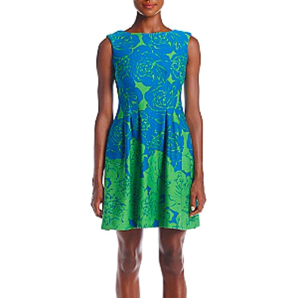 Blue Green Taylor Dresses Scuba Floral Dress Size 10